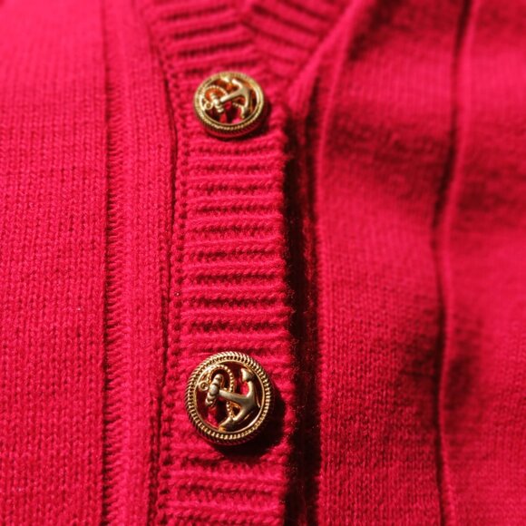 Norton McNaughton, Vintage Red Cardigan W/ Crest,  SZ Med. Collegiate, Academia - Picture 9 of 14